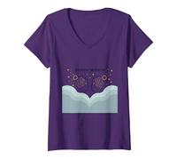 Stagione Gemelli Celeste Zodiaco Arte Astrologia Maglietta con Collo a V, Donna, Viola, L