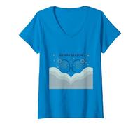 Stagione Gemelli Celeste Zodiaco Arte Astrologia Maglietta con Collo a V, Donna, Zaffiro, L