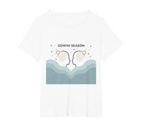 Stagione Gemelli Celeste Zodiaco Arte Astrologia Maglietta, Donna Plus-Size, Bianco, 1X