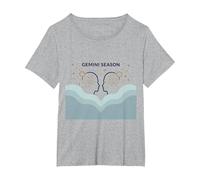 Stagione Gemelli Celeste Zodiaco Arte Astrologia Maglietta, Donna Plus-Size, Grigio Melange, 2X