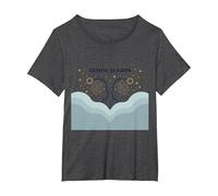 Stagione Gemelli Celeste Zodiaco Arte Astrologia Maglietta, Donna Plus-Size, Grigio Scuro, 6X