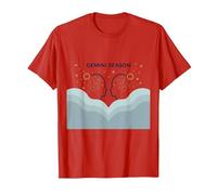 Stagione Gemelli Celeste Zodiaco Arte Astrologia Maglietta, Uomo, Rosso, XXL