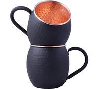 STAGLIFE Tazze in Rame Nero per Mosca Mule da 16 Oz, Tazze in Rame Autentico per Mosca Mule Tazze e Tazze in Vero Rame, Set di 2 Tazze in Rame Massiccio Puro al 100%