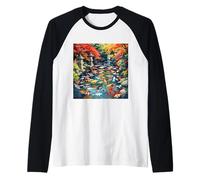 Stagno di pesci Koi Fantasy Maglia con Maniche Raglan