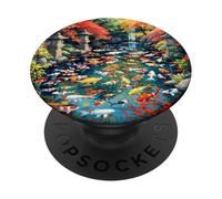 Stagno di pesci Koi Fantasy PopSockets PopGrip Adesivo