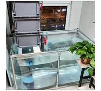 Stagno per Acquario, laghetto per Koi Fuori Terra con Finestra, Acquario temporaneo con valvola di Scarico, Acquario per Esterni con Pannello di visualizzazione Trasparente(Clear-0.7m,2x1.5m)