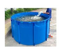 Stagno per pesci fuori terra in tela con telaio in acciaio, valvola di scarico, piscina per acquario blu, facile da montare, grande telaio rotondo in metallo fuori terra (7536L/1991GAL-4 x 0,6 m