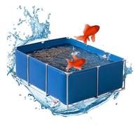 Stagno per pesci fuori terra, piscina temporanea in tela per giardino, piscina con valvola di scarico per un facile drenaggio dell'acqua e divertimento all'aperto