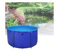 Stagno per pesci pieghevole in tela, rotondo, per allevamento di koi, stagno per pesci all'aperto, resistente, 1 x 1 x 0,8 m, fontana d'acqua da giardino