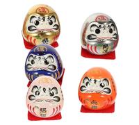 STAHAD 5 pezzi Statua Miniatura Giapponese in Ceramica Decorazione Tradizionale Dharma Uova Dorate per Auto Casa Ufficio Portafortuna Ricchezza e Buona Sorte