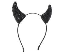 STAHAD Cerchietto Corna Diavolo Nero con Strass Accessorio Costume Halloween Copricapo Demonio con Corna Mucca per Festa Cosplay e Carnevale
