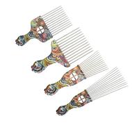 STAHAD Set 4 Pettini in Acciaio a Denti Lunghi Motivo Retrò, Pettini per Parrucchieri e Pettine Districante, Manico Delicato per Styling Chioma Lisci e Ricci, Uso Quotidiano e Viaggi