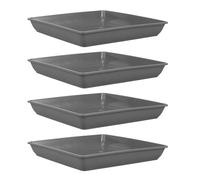 STAHAD Sottovaso Quadrato in Plastica Grigio Cemento 4 Pezzi Vaschette Raccogli Gocce per Vasi da Fiori Base Rialzata per Piante da Interno e Balcone, Piatti Quadrati per Raccolta