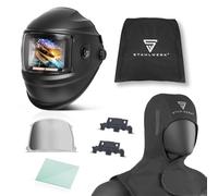 STAHLWERK Casco di saldatura automatico Booster 3 in 1 - Casco di protezione del sudore con cappuccio di saldatura, riproduzione dei colori veri, memoria di lavoro, oscuramento automatico DIN 4 - DIN
