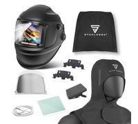 STAHLWERK Casco di saldatura automatico Raptor 3 in 1 in set con cappuccio per saldatura, luce a LED, riproduzione dei colori veri, memoria di lavoro, oscuramento automatico DIN 4 - DIN 13, classe