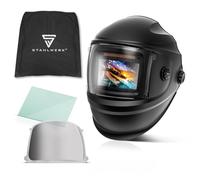 STAHLWERK Casco per saldatura automatico 3-in-1 BULLET - Casco con True-Colour, oscuramento automatico DIN 4-13, classe 1/1/1/2, campo visivo 100 x 60 mm, maschera