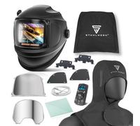 STAHLWERK Casco per saldatura automatico 3-in-1 MASTER - Casco con True-Colour, con cappuccio per saldatura, oscuramento DIN 4-14, classe 1/1/1/1, Bluetooth, visiera sollevabile, campo 116 x 81 mm
