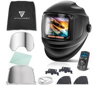 STAHLWERK Casco per saldatura automatico 3-in-1 MASTER - Casco con True-Colour, oscuramento DIN 4-14, classe 1/1/1/1, Bluetooth, visiera sollevabile, campo 116x81 mm