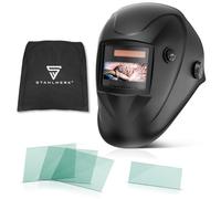 STAHLWERK Casco per saldatura automatico 3-in-1 WORKER - Casco con True-Colour, oscuramento automatico DIN 4-13, classe 1/1/1/2, campo visivo 96 x 39 mm, maschera