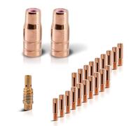 STAHLWERK FLUX AK15/MB15 AK14/MB14 set di parti di usura | set di accessori di saldatura originali da 23 pezzi con ugelli per filo d'apporto | portaugelli e punte di contatto da 0,9 mm