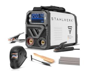STAHLWERK Saldatrice ARC 200 MD digitale - set completo - Inverter DC MMA/E-Hand, Lift-TIG 200A, IGBT a scheda singola, display digitale, raffreddamento intelligente, protezione termica