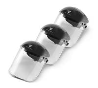 STAHLWERK Schermo protettivo per il viso (set da 3) - Fascia ergonomica regolabile in altezza, visiera abrasiva in policarbonato, ampio campo visivo, protezione ottimale per lavori di levigatura su