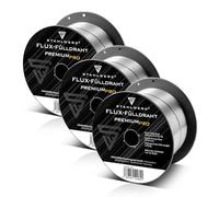 STAHLWERK set di 3 fili animati FLUX - E71T-GS 0,9 mm, bobina di filo D100 da 0,45 kg, bobina di filo per mandrino da 16 mm, filo per saldatura premium, filo di apporto, filo per saldatura universale