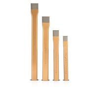STAHLWERK Set di 4 scalpelli piatti Gold 175 | 200 | 250 | 300 mm Scalpello a mano in acciaio temprato per scalpellare in modo professionale metallo, pietra, legno, cemento, piastrelle e materie
