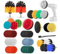 STAHLWERK Set di 45 spazzole per avvitatore a batteria e trapani, cuscinetti abrasivi in velcro, spazzole per la pulizia e spugne per lucidatura con attacco standard con adattatore di prolunga incluso