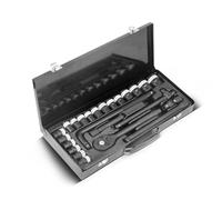 STAHLWERK Set di chiavi a bussola, 24 pezzi, con cricchetto, set di chiavi a bussola, scatola a cricchetto da 1/2", chiave a bussola e accessori