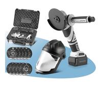 STAHLWERK Smerigliatrice angolare a batteria senza spazzole 20 V/4 Ah, 0-7500 min-1, dimensioni disco 115 mm e 125 mm (con batteria, set di valigie e casco abrasivo)