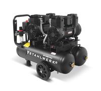 STAHLWERK ST-228 Pro Compressore da 22 l, senza olio e silenzioso, 8 bar, compressore ad aria compressa con motori brushless, 3,54 CV, 2,6 kW, 410 l/min, compressore silenzioso, compressore a pistone