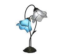 Stained Glass Accent Table Lamp with 8-inch Wide Bent Glass Flower Lampshade Leaf Base 22-inch Tall Bedside Night Light for Living Room Bedroom Corner, a