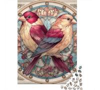 Stained Glass Birds Artwork Puzzle Impossibili 1000 Pezzi Decorazione Per La Casa. Rilassamento E Intelligence Per Adulti E Bambini Da 12 Anni 70x50cm/1000pcs