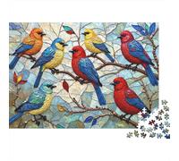Stained Glass Birds Puzzle Classico 1000 Pezzi Per Ragazzi 14+ Passatempo Decorazione Murale Alta Qualità Attività Domestiche Cartone Resistente 38x26cm/1000pcs