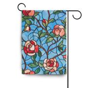 Stained Glass Blooming Rose Floreale bandiere all'aperto banner per la decorazione esterna 28x40 double sided