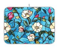Stained Glass Blooming Rose Flower Stuoie di essiccazione per piatti Microfibra Stuoia del piatto di essiccazione stuoia del piatto di essiccazione XL 18 x 24