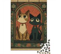 Stained Glass Cats Art Print Puzzle Impossible 1000Pcs Decorazione Per La Casa. Giochi Rilassamento E Intelligence Per Adulti E Ragazzi Da 14 Anni 52x38cm/1000pcs