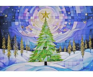 `Stained Glass Christmas Tree Deluxe Boxed Holiday Cards (20 Cards,... ACC NUOVO