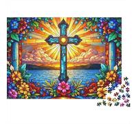 Stained Glass Cross Puzzle Giochi 1000 Pezzi Regalo Per Lui E Per Lei Arte Interesting Puzzle Adulti Idea Regalo Per 70x50cm/1000pcs