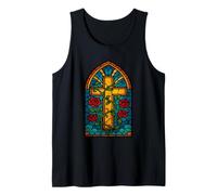 Stained Glass Cross with Red Roses Canotta