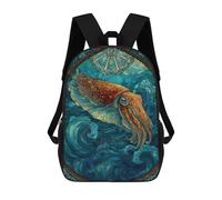 Stained Glass Cuttlefish in Ocean Zaino Scolastico Per Bambini, Stampato in 3D, Borsa Scolastica Alla Moda, Borsa Scolastica Casual Per Ragazzi, Studenti Delle Scuole Elementari E Medie 17inch