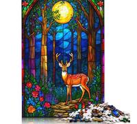 Stained Glass Deer in Forest Puzzle Impossibili 1000 Pezzi Decorazione Per La Casa. Giochi Rilassamento E Intelligence Per Adulti E Ragazzi Da 14 Anni 1000pcs (75x50cm)