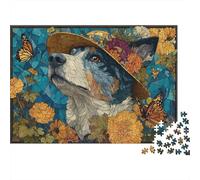 Stained Glass Dog Art-1 Jigsaw Puzzle Impossibili 1000Pcs Decorazione Per La Casa. Giochi Rilassamento E Intelligence Per Adulti E Ragazzi Da 14 Anni 70x50cm/1000pcs