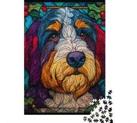 Stained Glass Dog Art Print-1 Jigsaw Puzzle Impossible 1000 Pezzi Decorazione Per La Casa. Giochi Rilassamento E Intelligence Per Adulti E Bambini Da 12 Anni 70x50cm/1000pcs