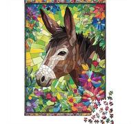 Stained Glass Donkey 1000 Pezzi Cartone Resistente Puzzle Classico Fans Per Ragazzi 12-18 Anni Sollievo Dello Stress Decorazione Murale 38x26cm/1000pcs