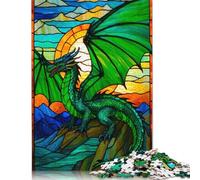 Stained Glass Dragon Jigsaw Puzzle Impossibili 1000Pcs Decorazione Per La Casa. Rilassamento E Intelligence Per Adulti E Ragazzi Da 14 Anni 1000pcs (75x50cm)