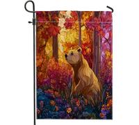 Stained Glass Fall Bear Autumn Wild Animal Flag Resistente Alle Intemperie Bandiere Durevole Bandiere Verticale Per Feste Interno Balcone 30X45Cm