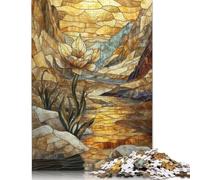 Stained Glass Flower Landscape Jigsaw Puzzle Impossible 1000 Pezzi Decorazione Per La Casa. Rilassamento E Intelligence Per Adulti E Bambini Da 12 Anni 1000pcs (38x26cm)