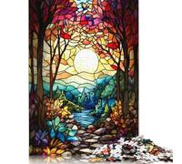 Stained Glass Forest Puzzle Impossibili 1000Pcs Decorazione Per La Casa. Giochi Rilassamento E Intelligence Per Adulti E Ragazzi Da 14 Anni 1000pcs (40x28cm)